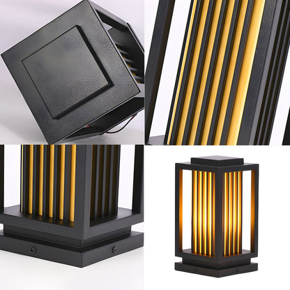 Modern Black Rectangular LED Outdoor Pillar Lamp | Lumoro