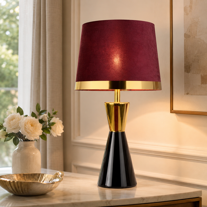 Modern Ceramic Table Lamp with Cone Fabric Shade | Sarveta
