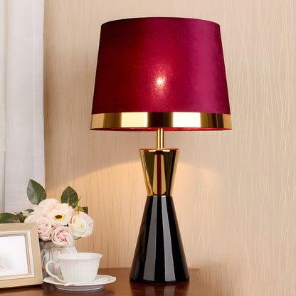 Modern Ceramic Table Lamp with Cone Fabric Shade | Sarveta