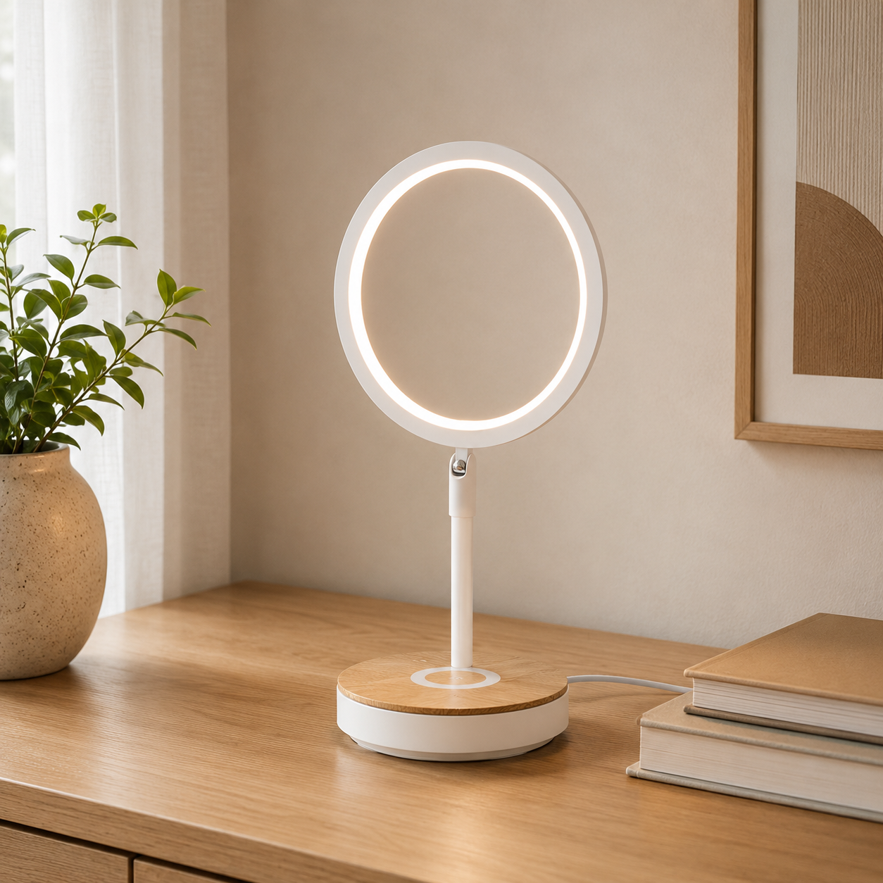 Modern Circle Touch Dimming Table Lamp With LED Bulb | Xandrel