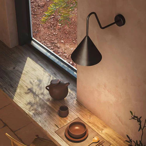 Modern Cone Metal Outdoor Wall Light with Warm LED | Sconera