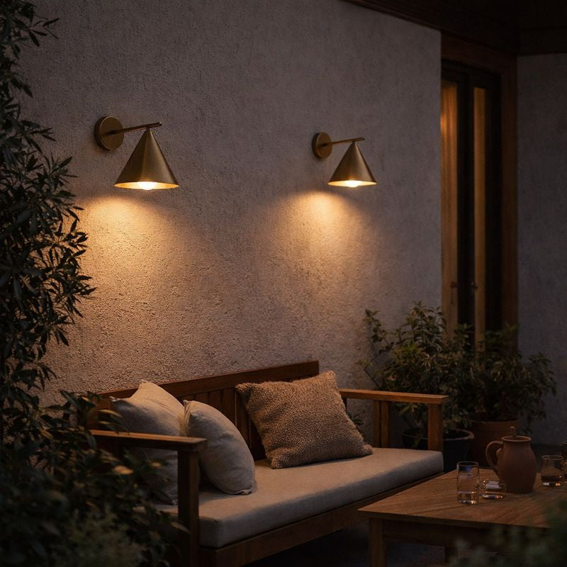 Modern Cone Metal Outdoor Wall Light with Warm LED | Sconera