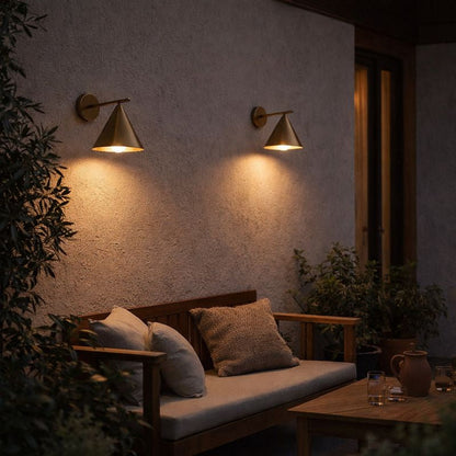 Modern Cone Metal Outdoor Wall Light with Warm LED | Sconera