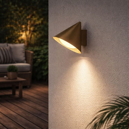 Modern Cone Metal Outdoor Wall Light with Warm LED | Sconera