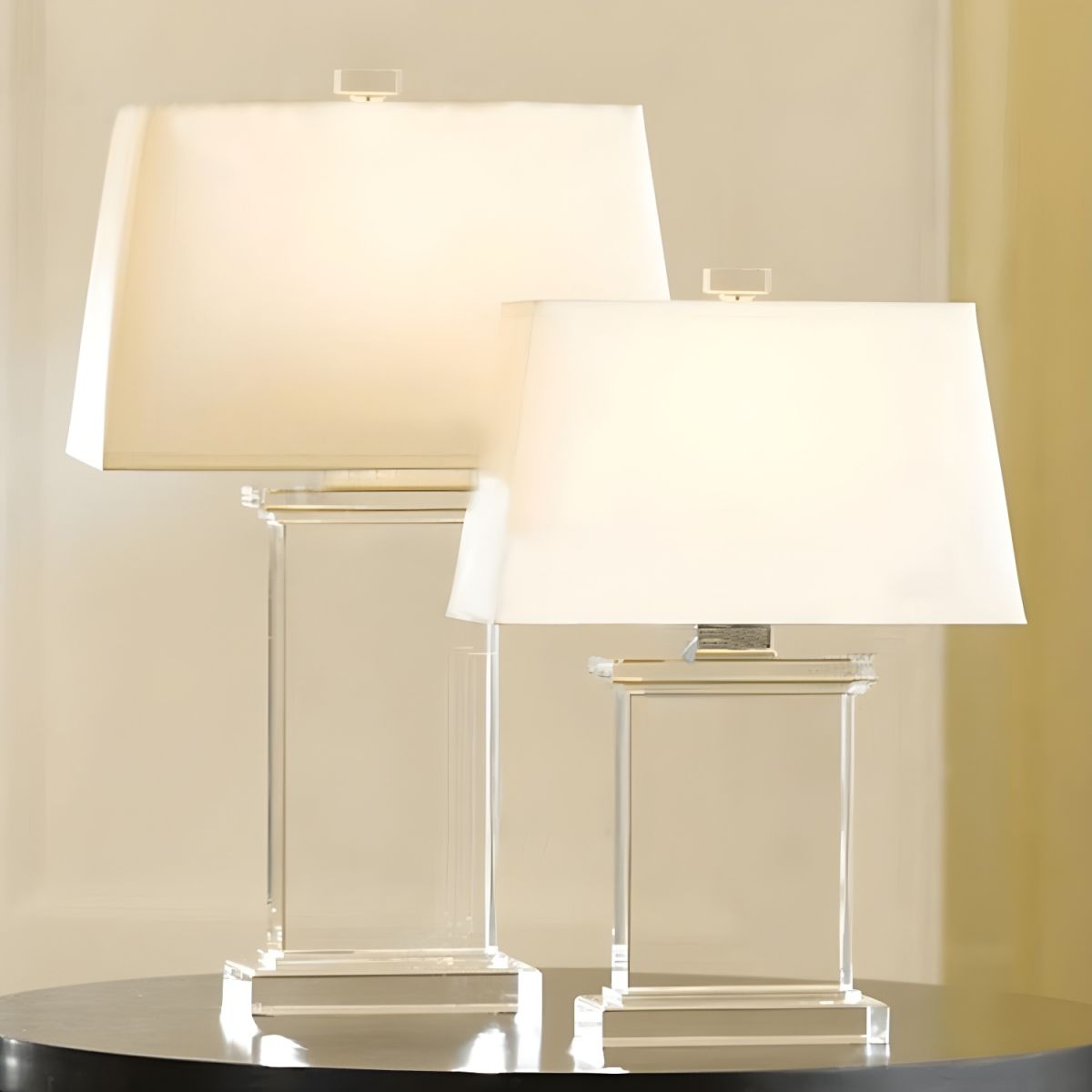 Modern Crystal Base Table Lamp with White Shade | Wexlora