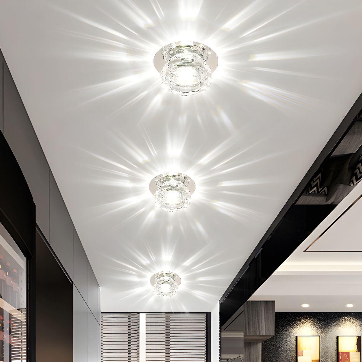 Modern Crystal Flush Mount Ceiling Light Fixture | Prismel