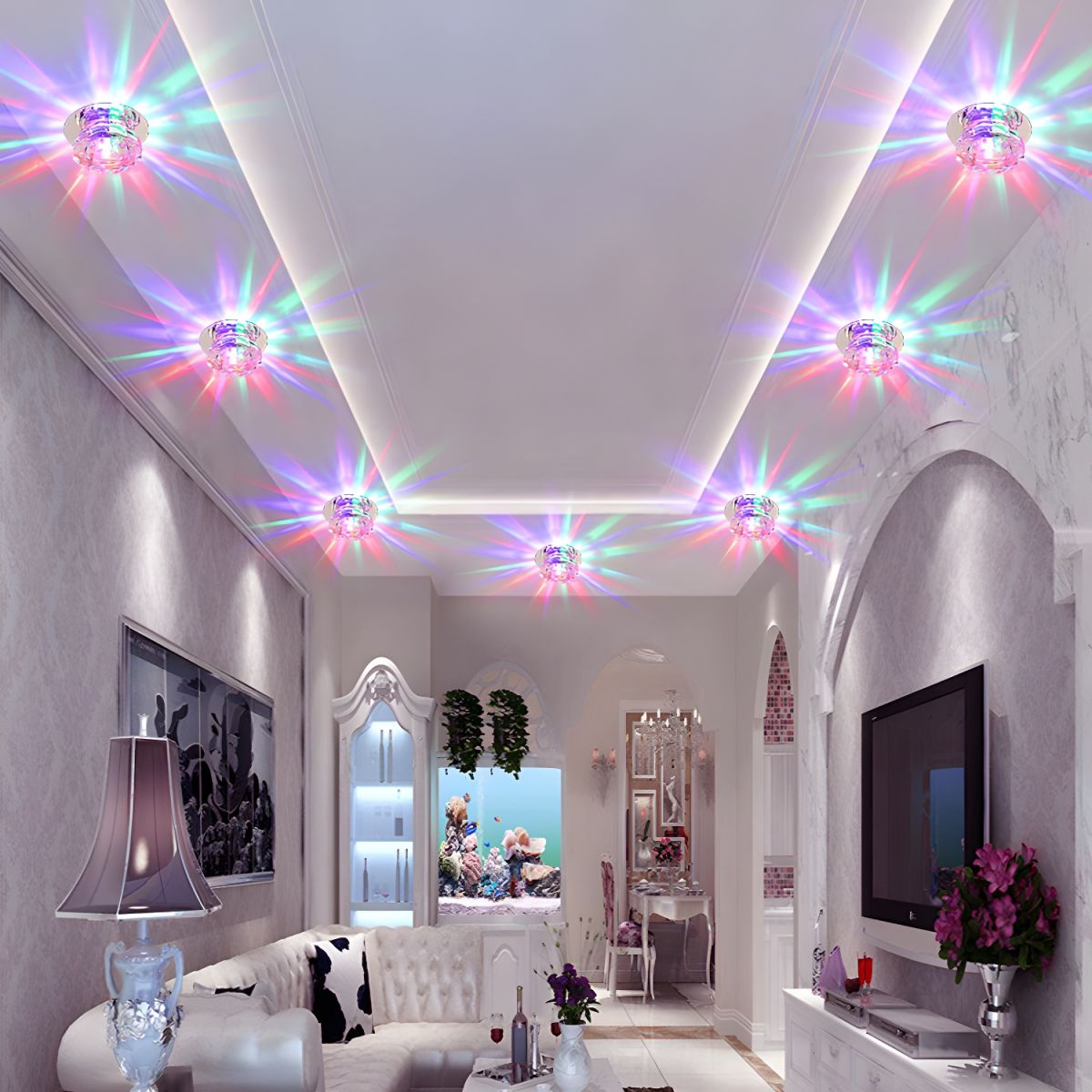 Modern Crystal Flush Mount Ceiling Light Fixture | Prismel