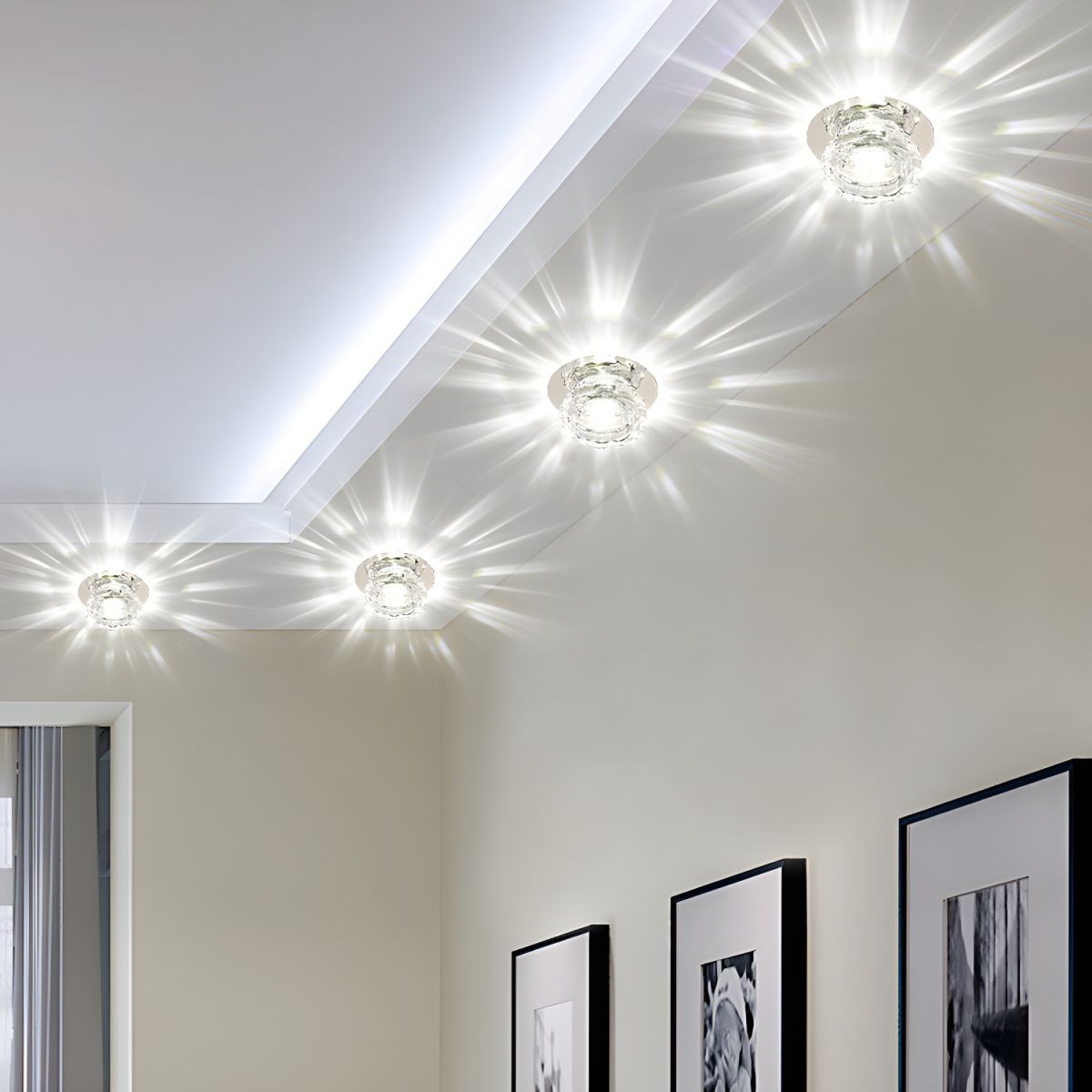Modern Crystal Flush Mount Ceiling Light Fixture | Prismel