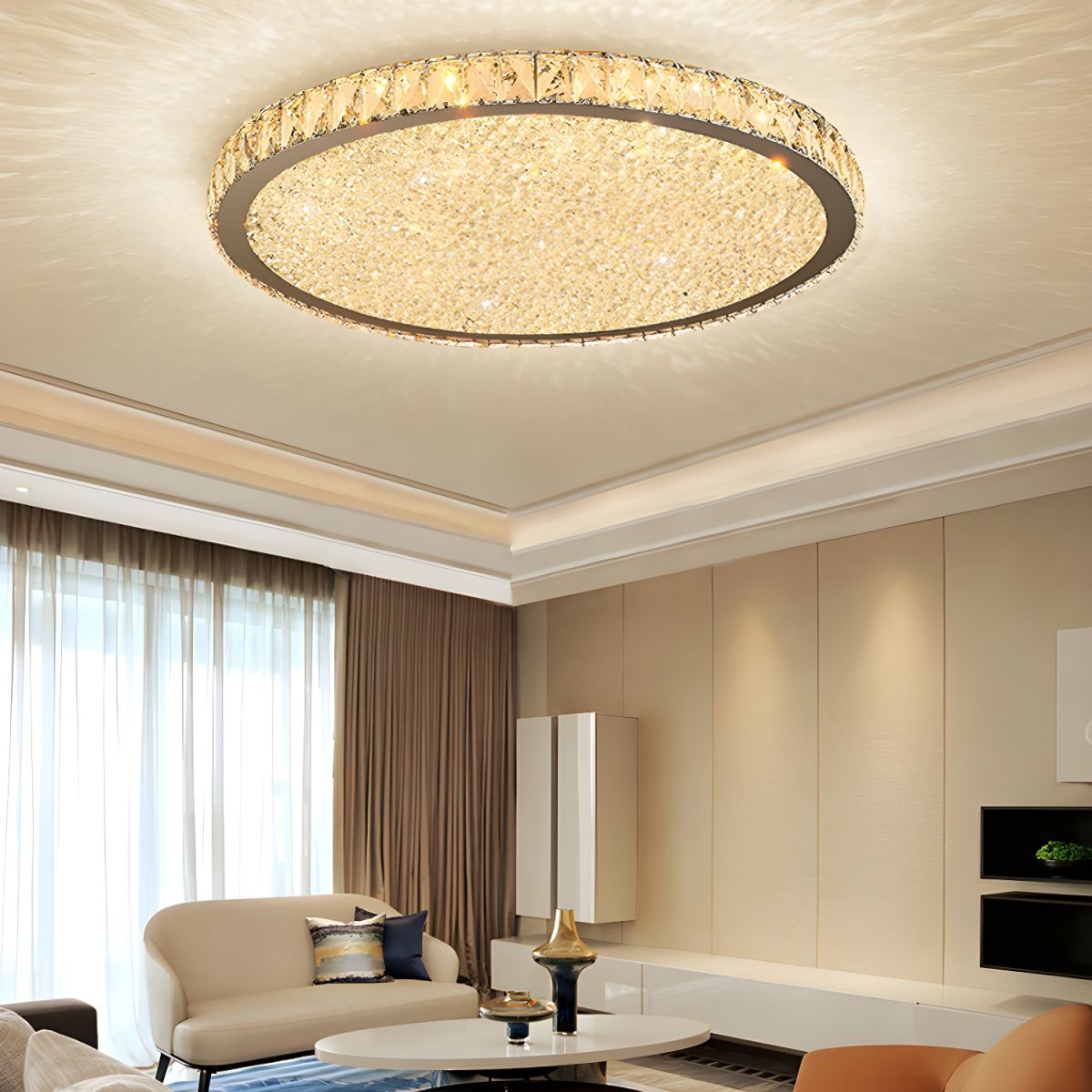 Modern Crystal LED Flush Mount Ceiling Light | Cristalux