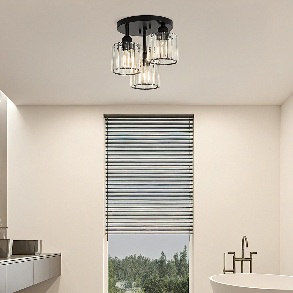 Modern Crystal Semi Flush Ceiling Light Fixture | Borvex