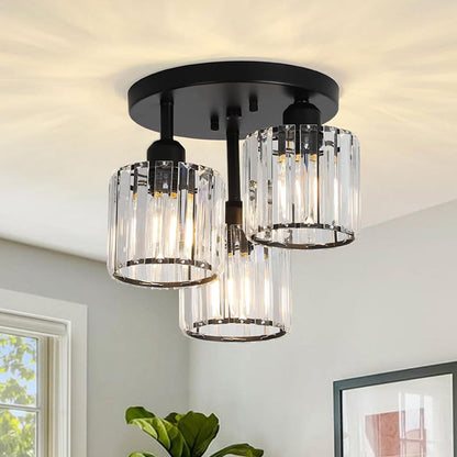 Modern Crystal Semi Flush Ceiling Light Fixture | Borvex
