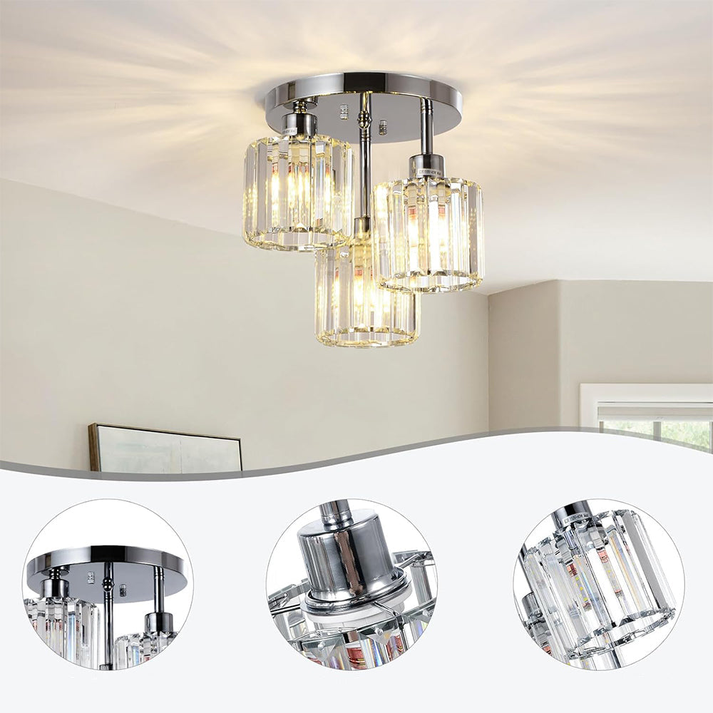 Modern Crystal Semi Flush Ceiling Light Fixture | Borvex