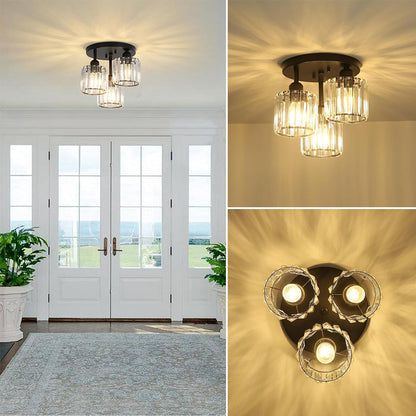 Modern Crystal Semi Flush Ceiling Light Fixture | Borvex