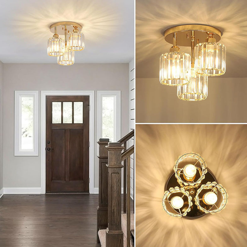 Modern Crystal Semi Flush Ceiling Light Fixture | Borvex