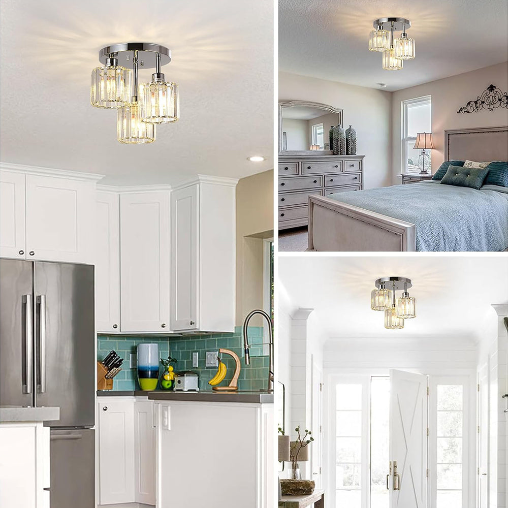 Modern Crystal Semi Flush Ceiling Light Fixture | Borvex