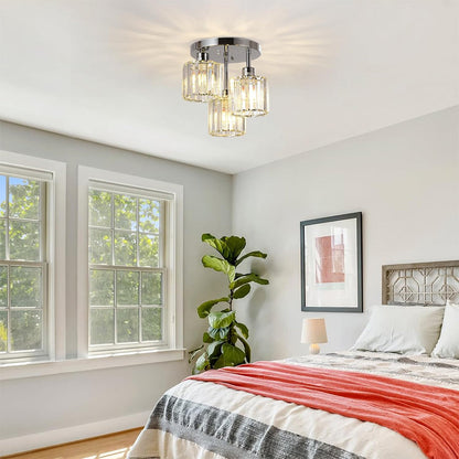 Modern Crystal Semi Flush Ceiling Light Fixture | Borvex