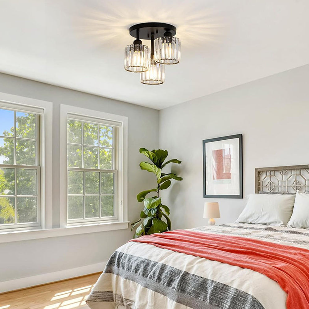 Modern Crystal Semi Flush Ceiling Light Fixture | Borvex