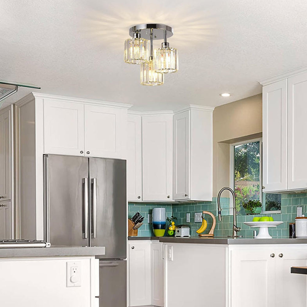 Modern Crystal Semi Flush Ceiling Light Fixture | Borvex