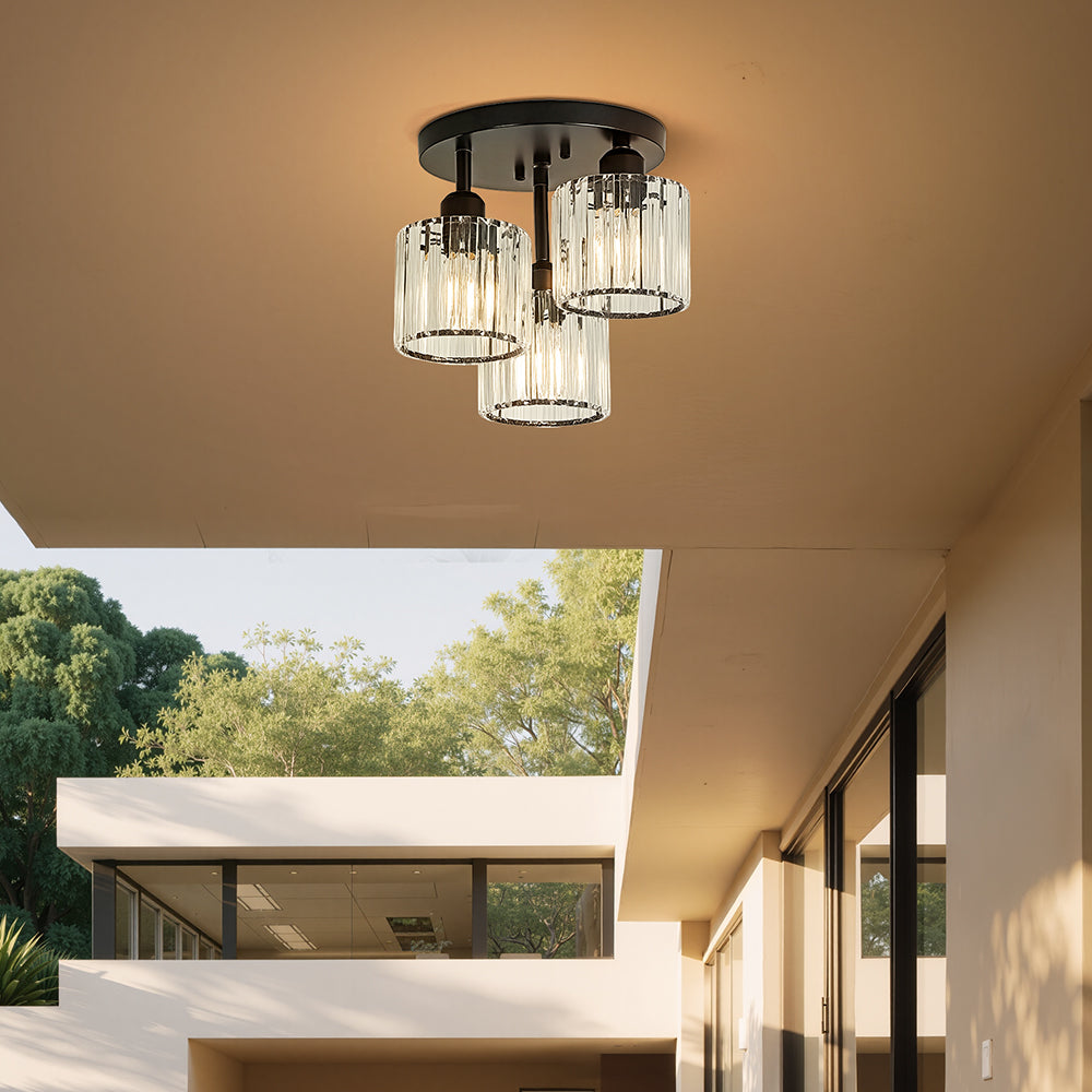 Modern Crystal Semi Flush Ceiling Light Fixture | Borvex