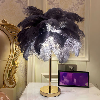Modern Feather Shade Table Lamp with Five Light Sources | Zyqora