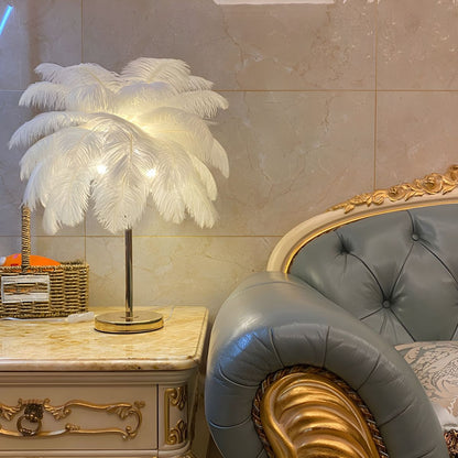 Modern Feather Shade Table Lamp with Five Light Sources | Zyqora