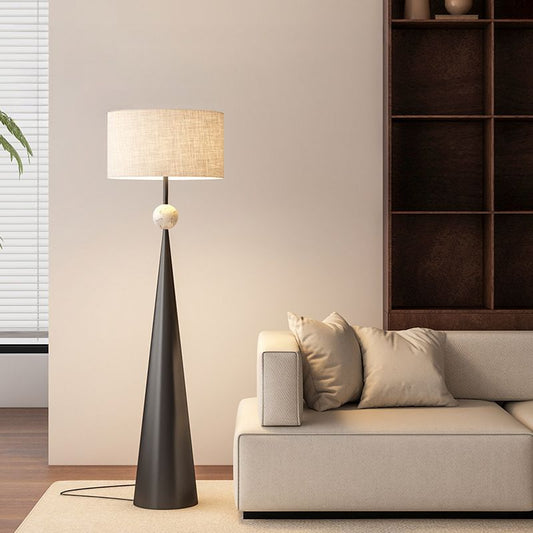 Modern Floor Lamp With Cream Fabric Shade Indoor Lighting | Virella