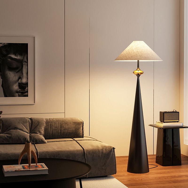 Modern Floor Lamp With Cream Fabric Shade Indoor Lighting | Virella