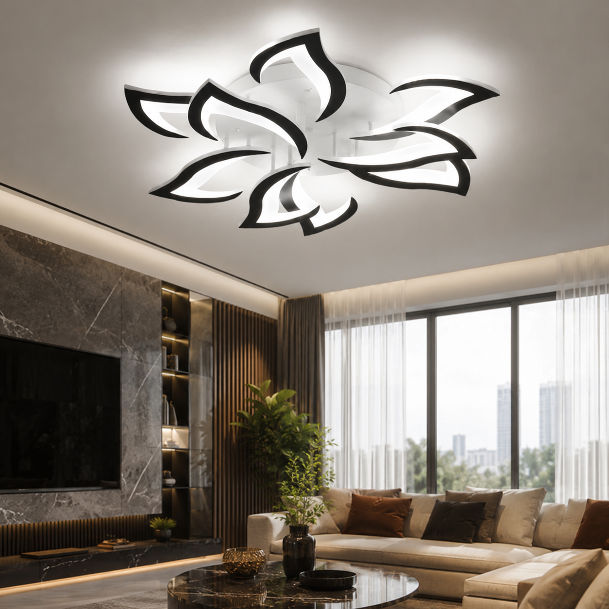 Modern Flower Shaped Iron LED Ceiling Fixture | Lumiora