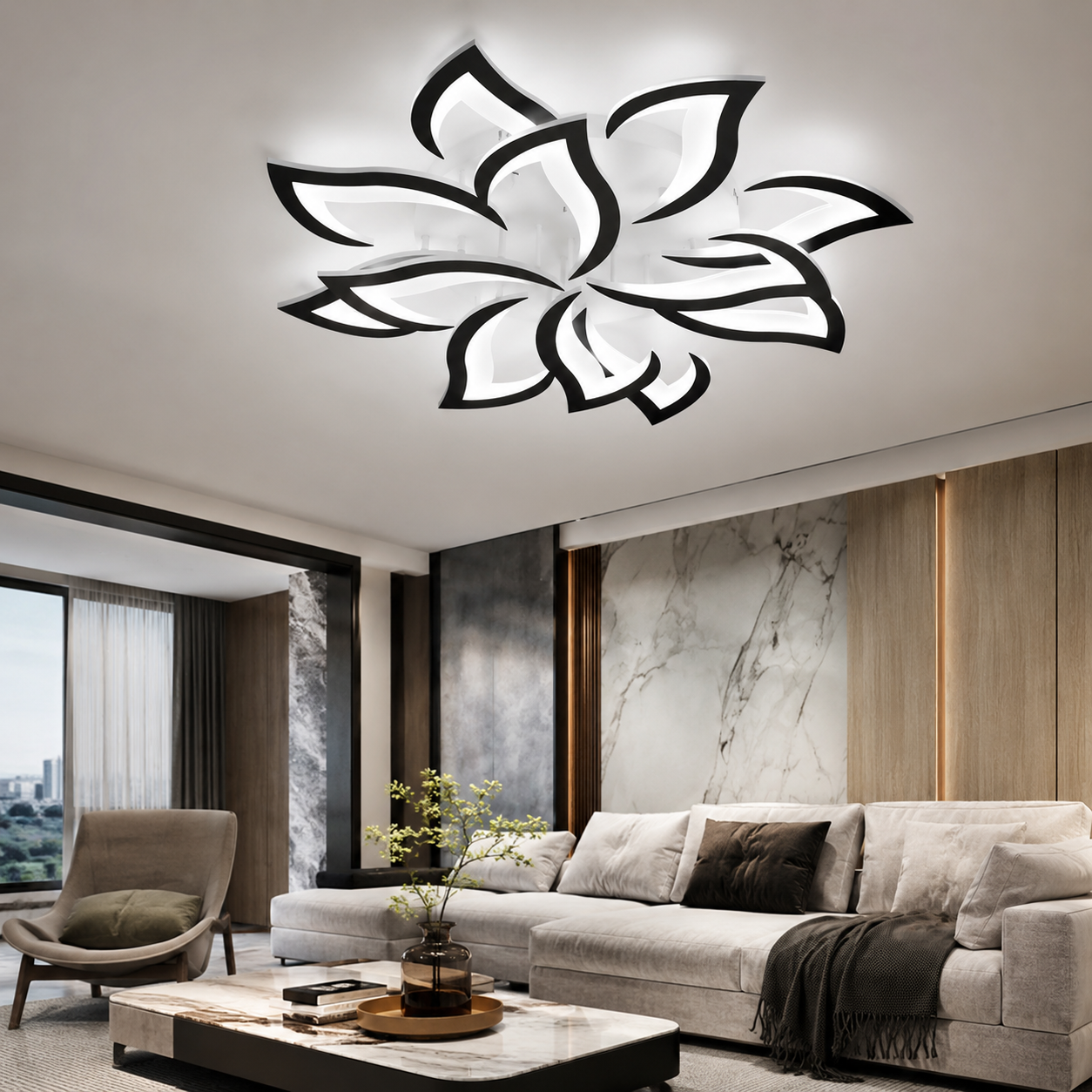 Modern Flower Shaped Iron LED Ceiling Fixture | Lumiora