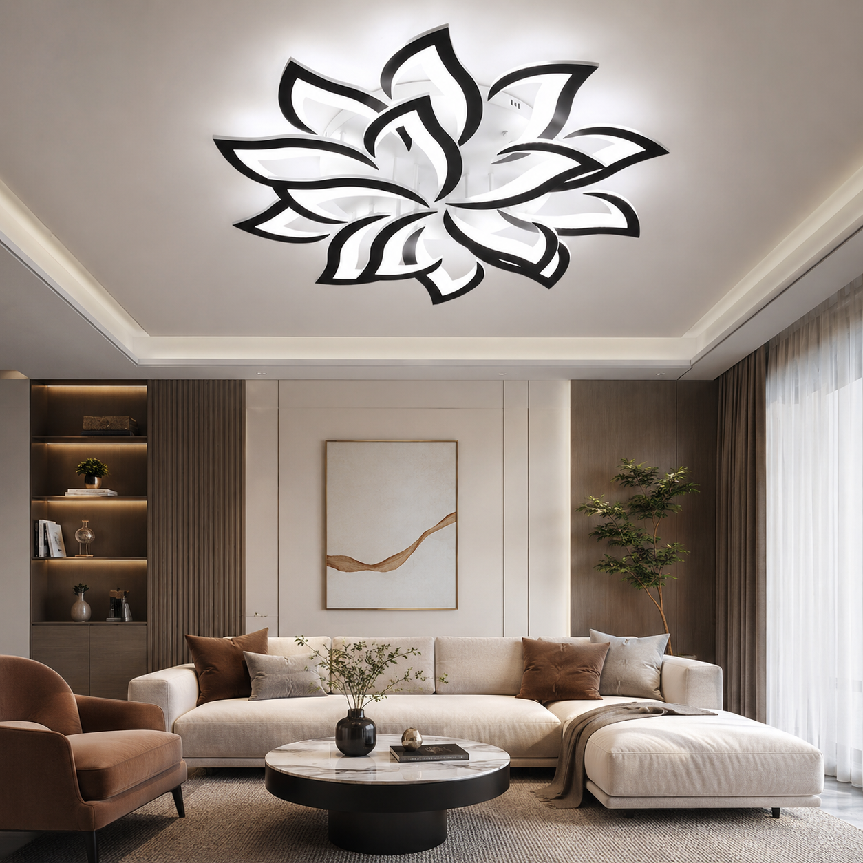 Modern Flower Shaped Iron LED Ceiling Fixture | Lumiora
