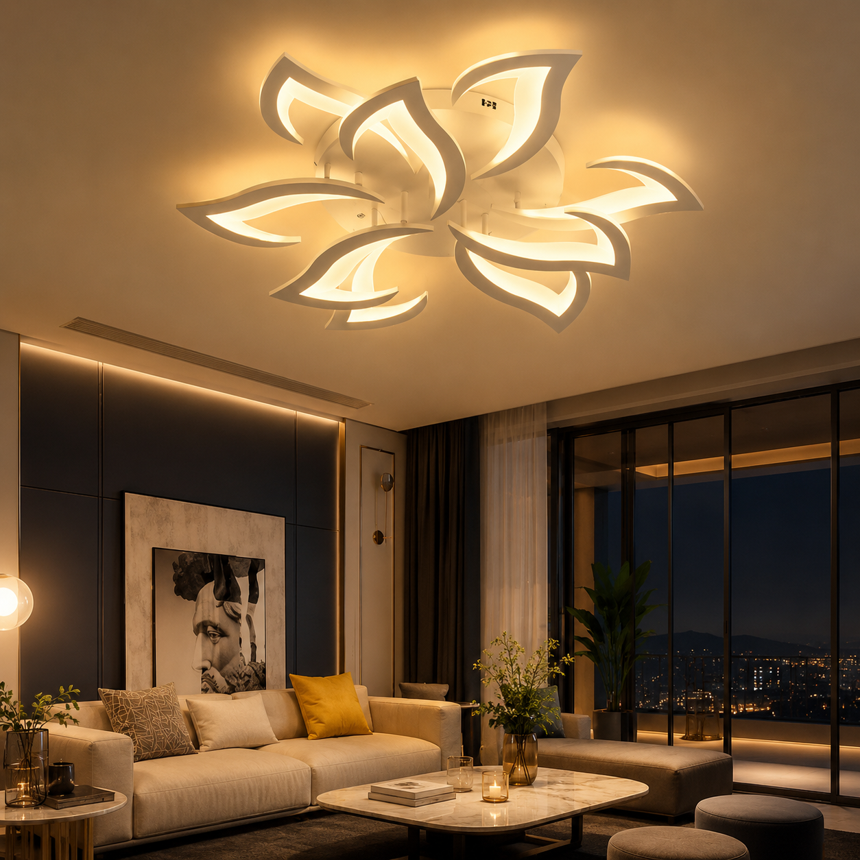 Modern Flower Shaped Iron LED Ceiling Fixture | Lumiora