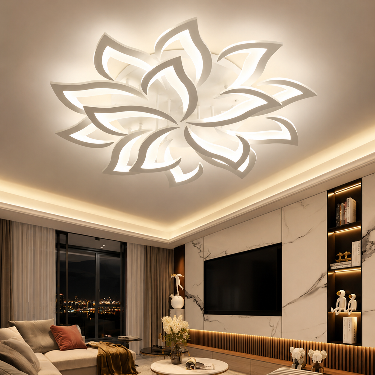 Modern Flower Shaped Iron LED Ceiling Fixture | Lumiora