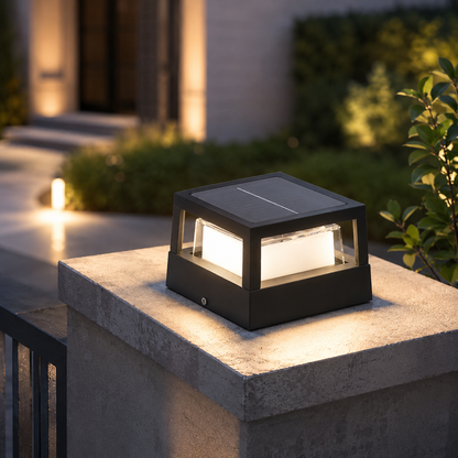 Modern Geometric Metal Solar Pillar Outdoor Light | Solvra