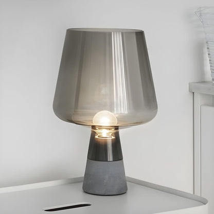 Modern Glass Shade Bedside Table Lamp with Cement Base | Trelvix