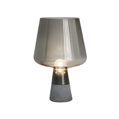 Modern Glass Shade Bedside Table Lamp with Cement Base | Trelvix