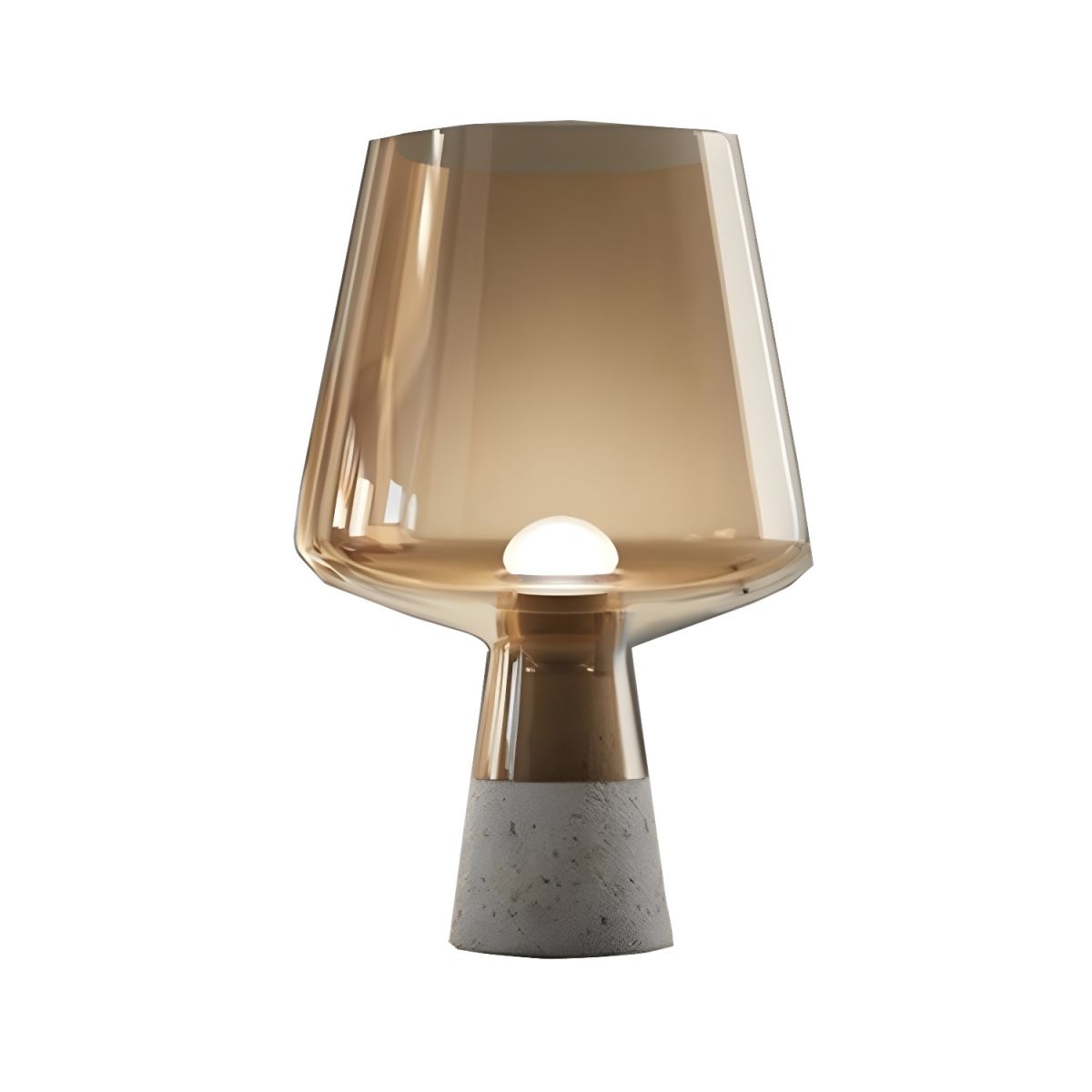 Modern Glass Shade Bedside Table Lamp with Cement Base | Trelvix