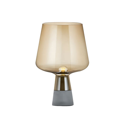 Modern Glass Shade Bedside Table Lamp with Cement Base | Trelvix