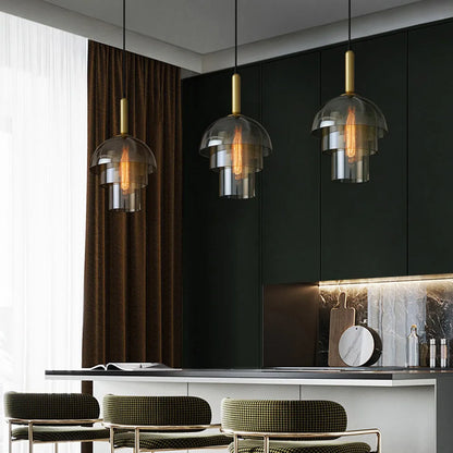 Modern Glass Shade Pendant Light with Layered Design | Norquix