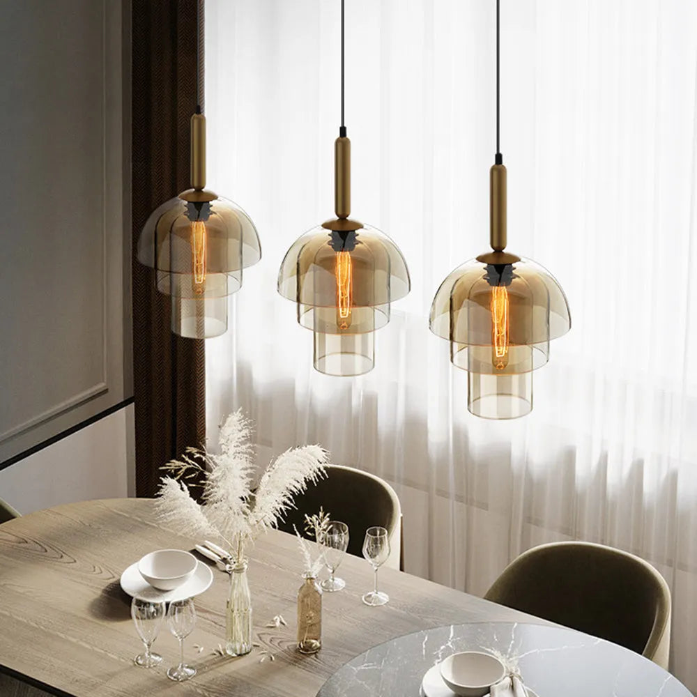Modern Glass Shade Pendant Light with Layered Design | Norquix