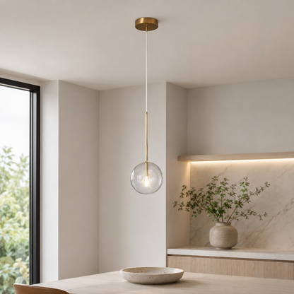 Modern Glass Sphere Pendant Light with Adjustable Height | Nuvaire