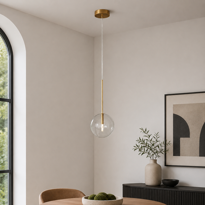 Modern Glass Sphere Pendant Light with Adjustable Height | Nuvaire