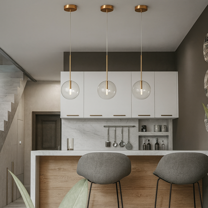 Modern Glass Sphere Pendant Light with Adjustable Height | Nuvaire