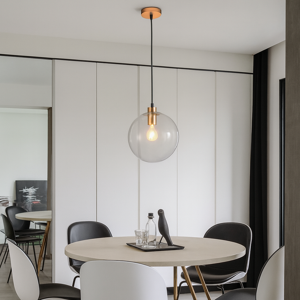 Modern Glass Sphere Pendant Light with Adjustable Height | Nuvaire
