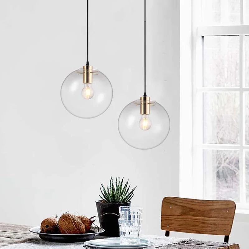 Modern Glass Sphere Pendant Light with Adjustable Height | Nuvaire
