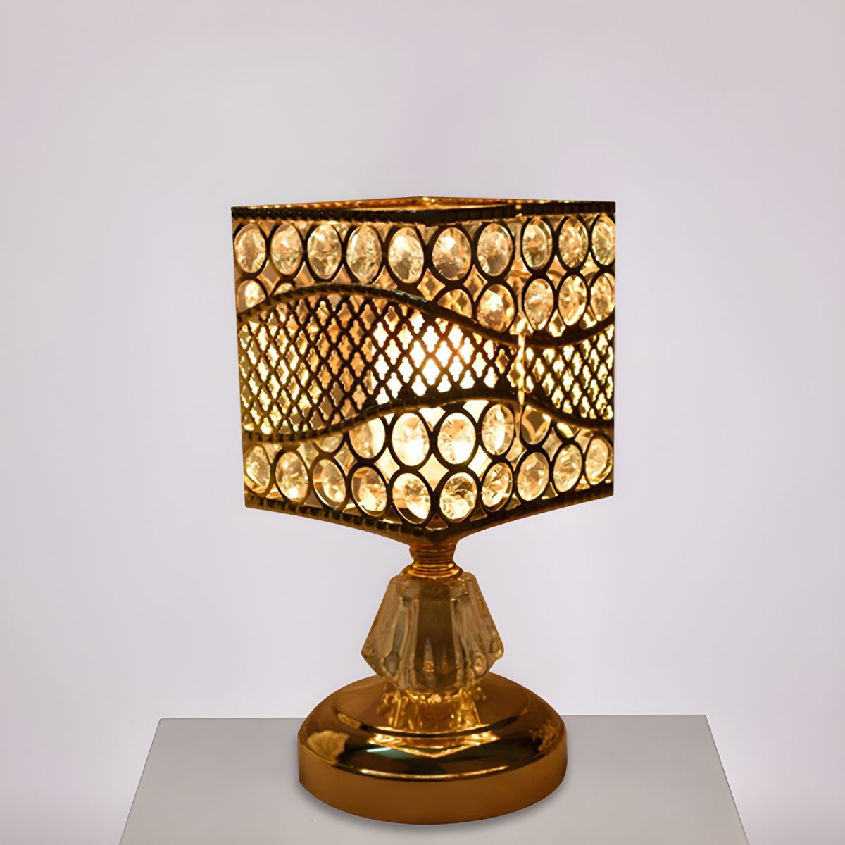 Modern Gold Crystal Shade Table Lamp With LED Light | Envoris