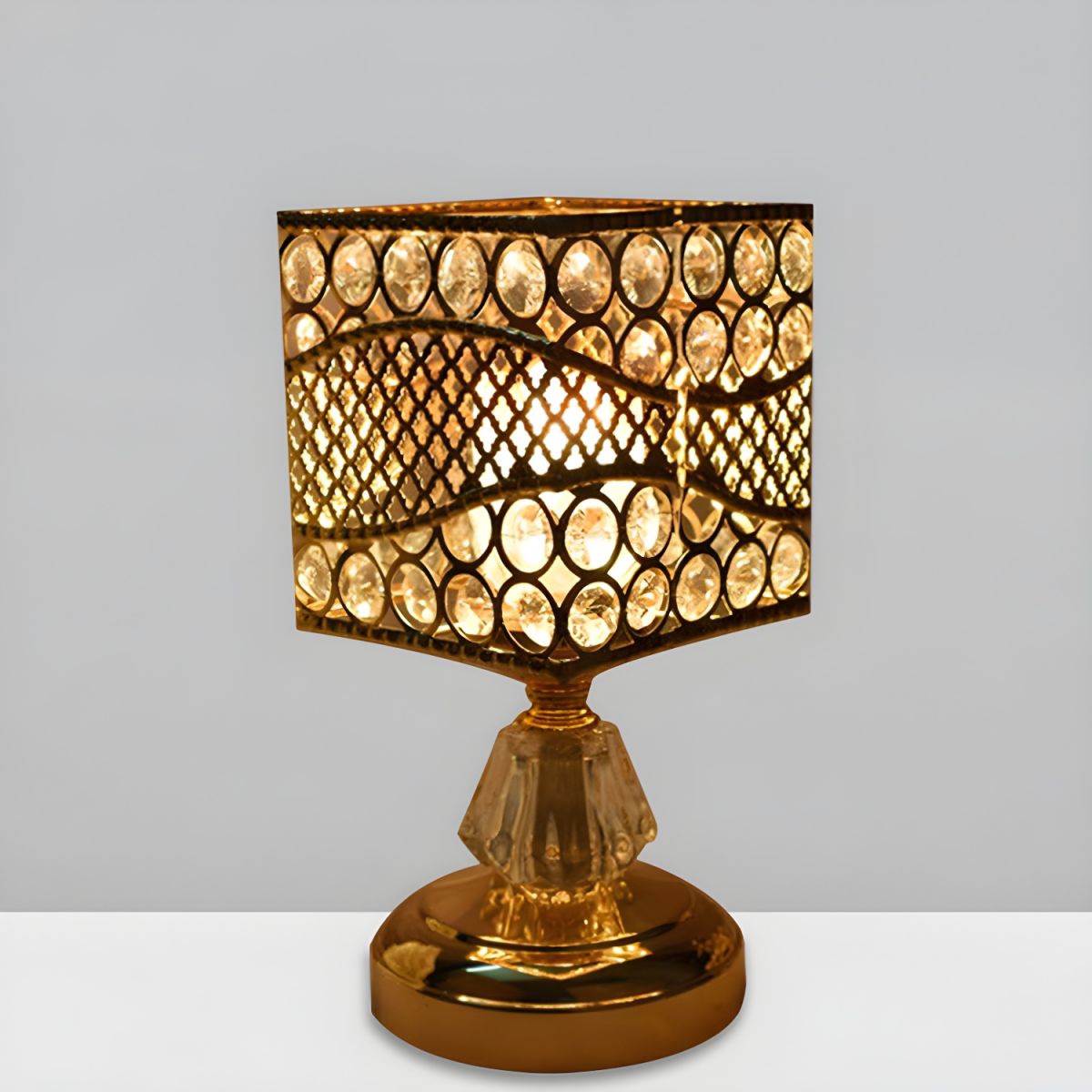 Modern Gold Crystal Shade Table Lamp With LED Light | Envoris