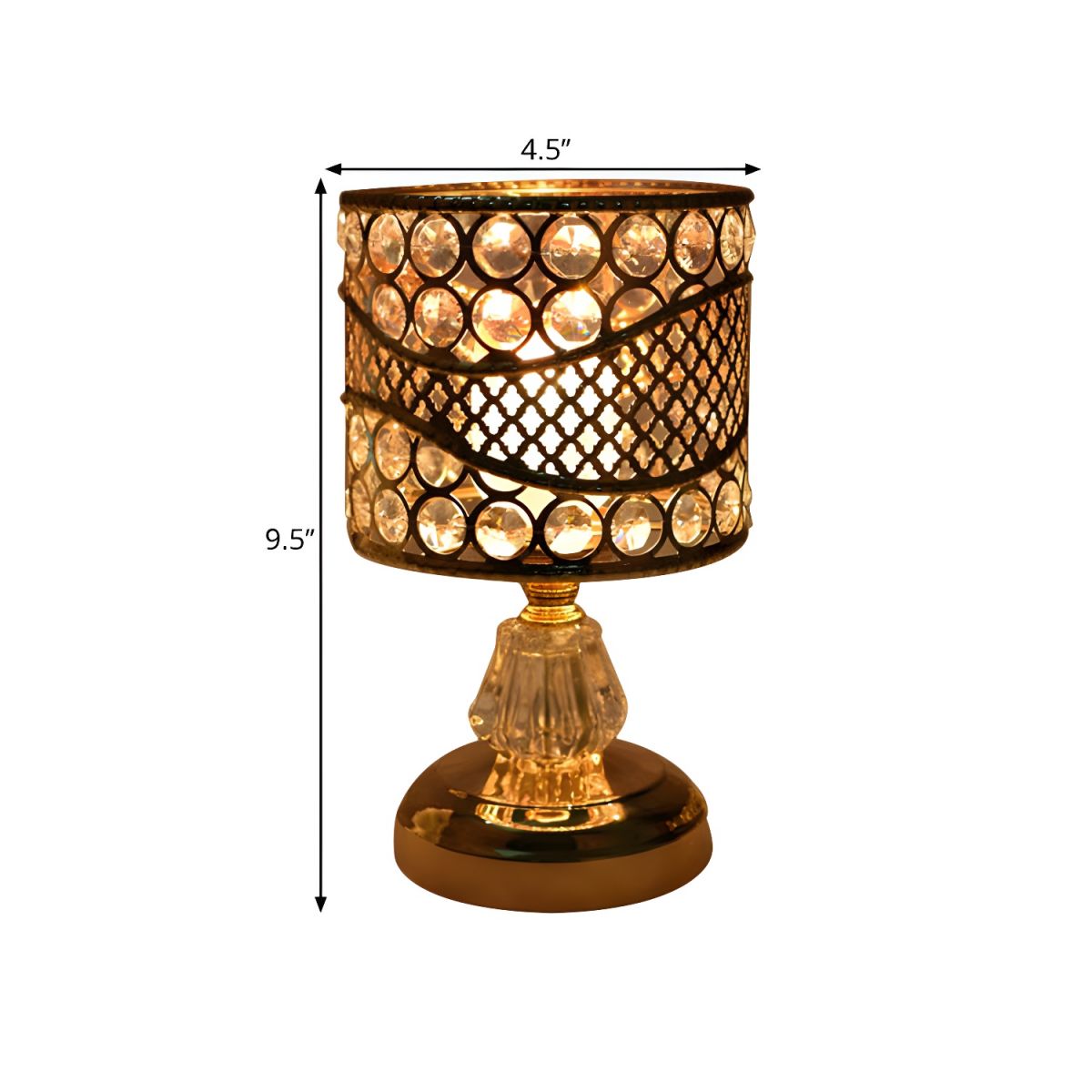 Modern Gold Crystal Shade Table Lamp With LED Light | Envoris