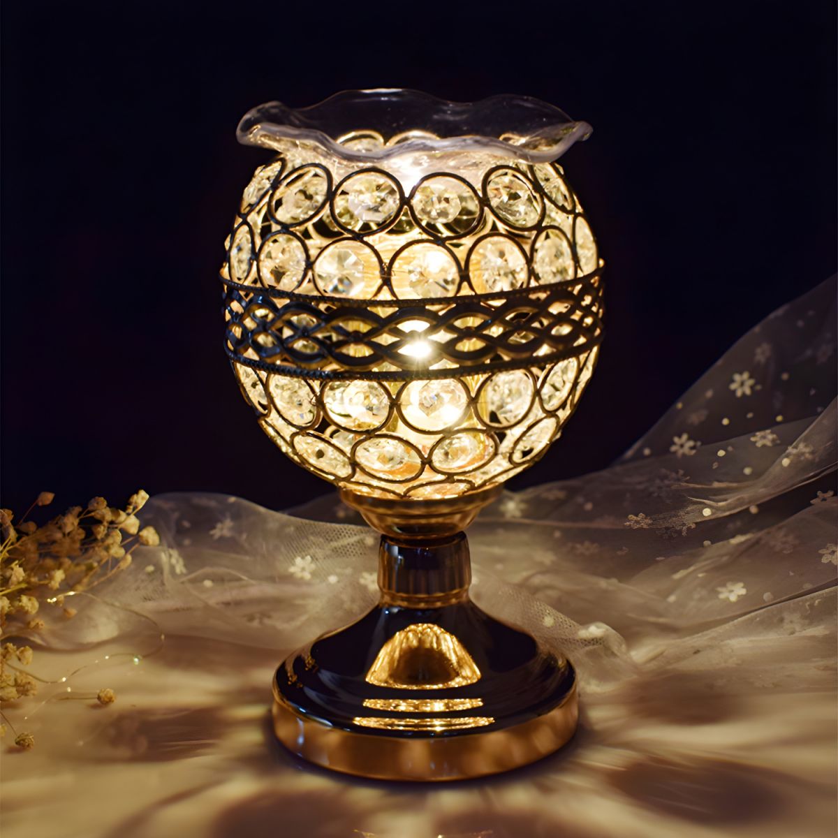 Modern Gold Crystal Shade Table Lamp With LED Light | Envoris