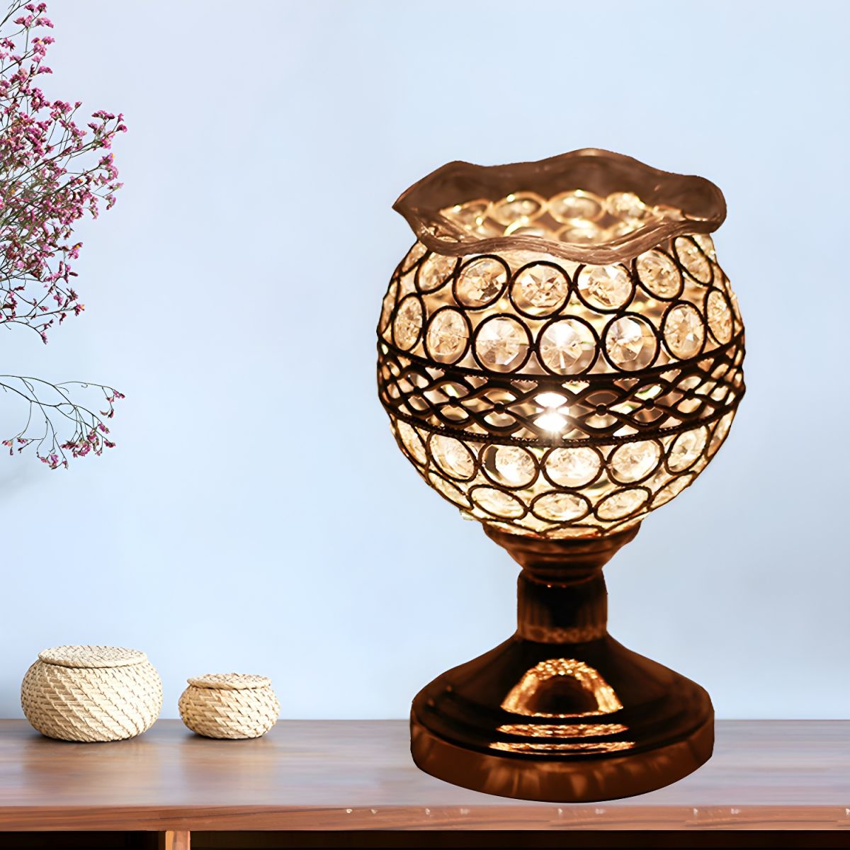 Modern Gold Crystal Shade Table Lamp With LED Light | Envoris