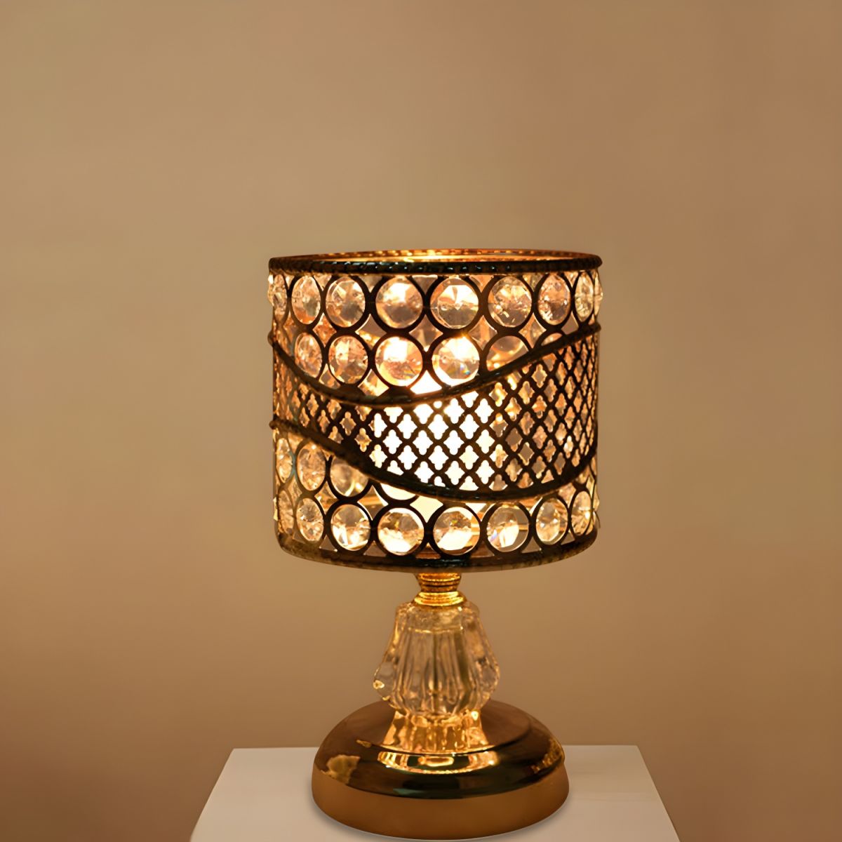 Modern Gold Crystal Shade Table Lamp With LED Light | Envoris